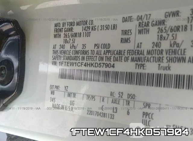 1FTEW1CF4HKD57904 фото 10