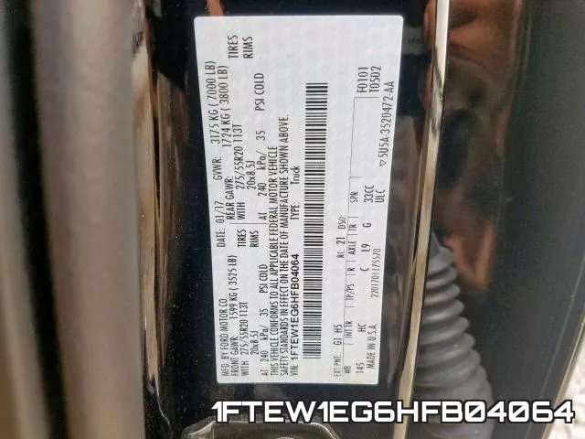1FTEW1EG6HFB04064 фото 2
