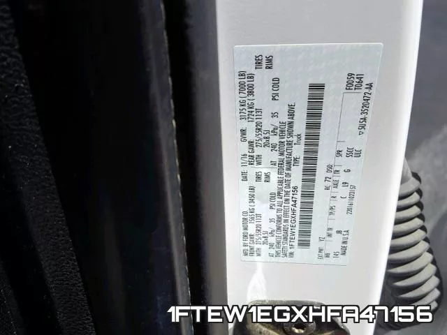 1FTEW1EGXHFA47156 фото 2