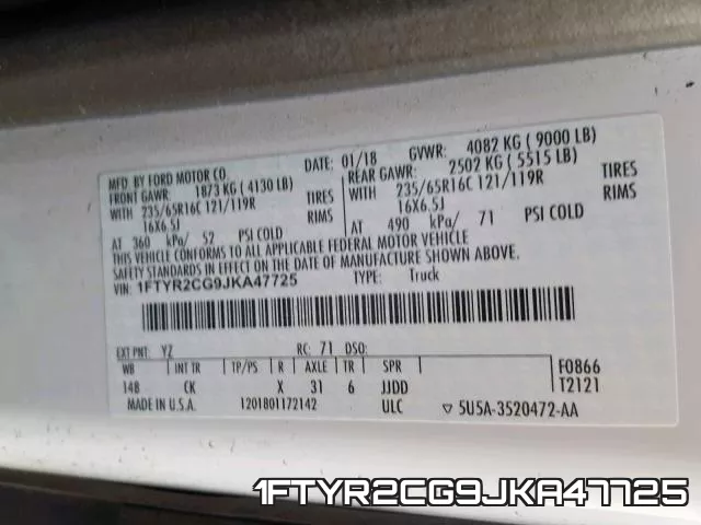1FTYR2CG9JKA47725 фото 2