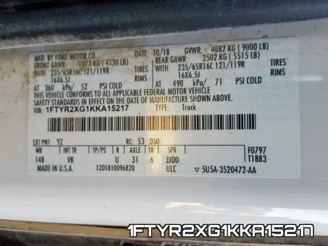 1FTYR2XG1KKA15217 фото 2