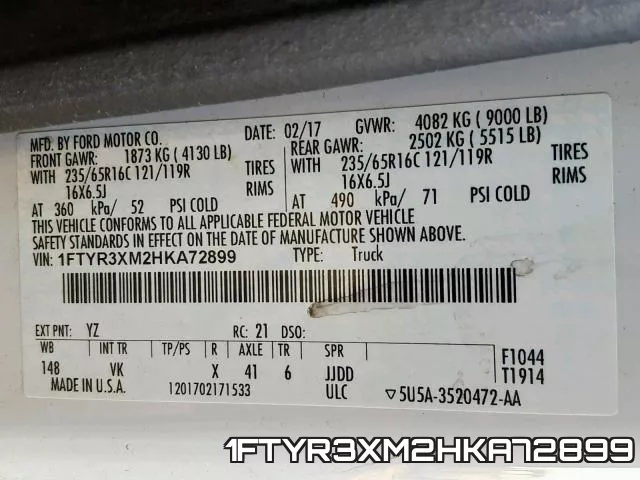 1FTYR3XM2HKA72899 фото 2