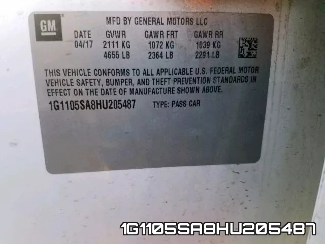 1G1105SA8HU205487 фото 2