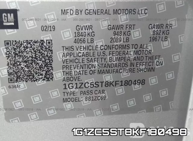 1G1ZC5ST8KF180498 фото 10