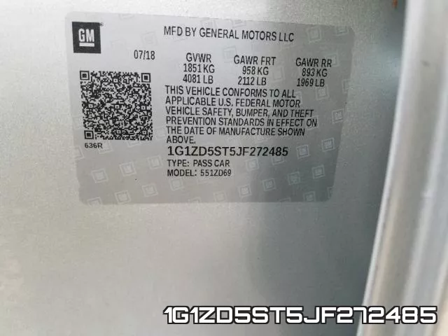 1G1ZD5ST5JF272485 фото 2