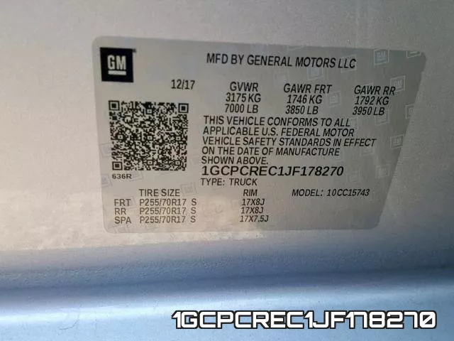 1GCPCREC1JF178270 фото 2