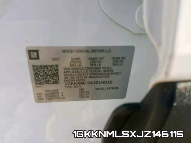 1GKKNMLSXJZ146115 фото 2