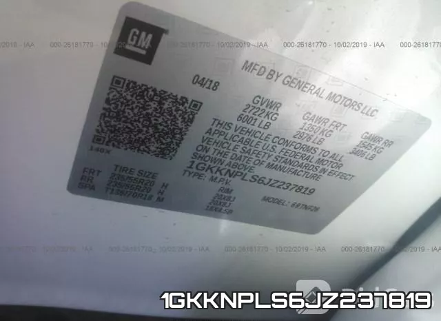 1GKKNPLS6JZ237819 фото 10