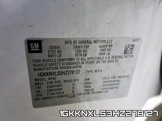 1GKKNXLS3HZ278127 фото 2