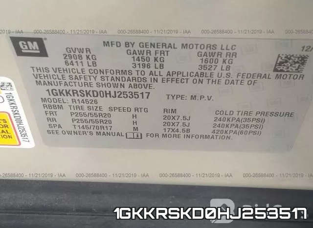 1GKKRSKD0HJ253517 фото 10