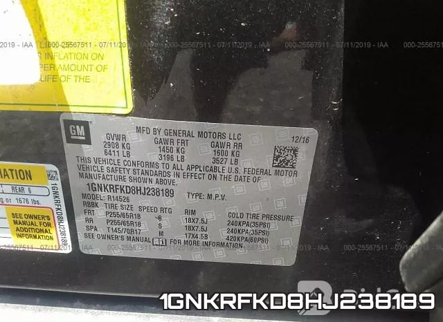 1GNKRFKD8HJ238189 фото 10