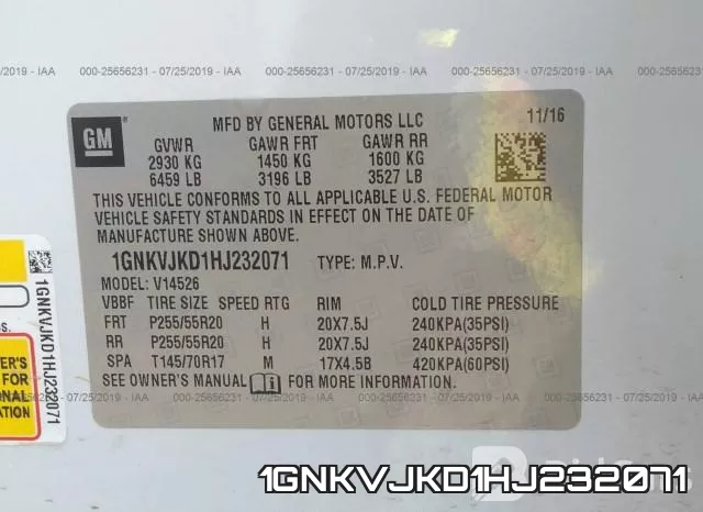 1GNKVJKD1HJ232071 фото 10