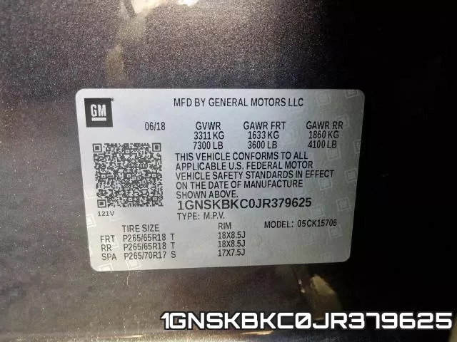 1GNSKBKC0JR379625 фото 2