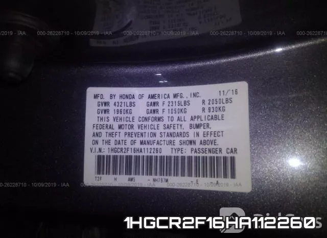 1HGCR2F16HA112260 фото 10