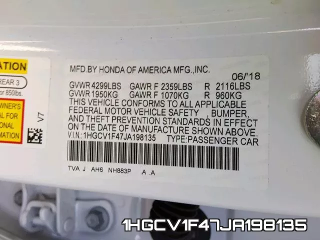 1HGCV1F47JA198135 фото 2