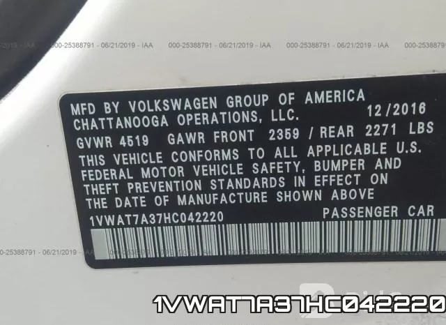 1VWAT7A37HC042220 фото 10