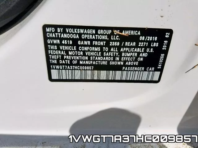 1VWGT7A37HC009857 фото 2