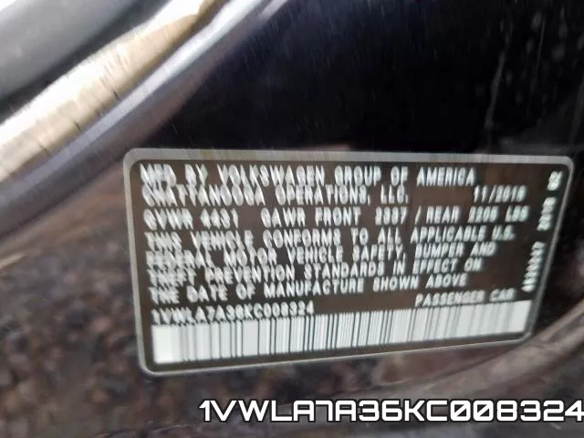 1VWLA7A36KC008324 фото 2