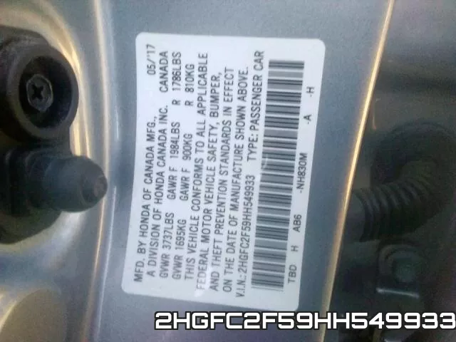 2HGFC2F59HH549933 фото 2