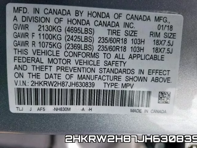 2HKRW2H87JH630839 фото 2