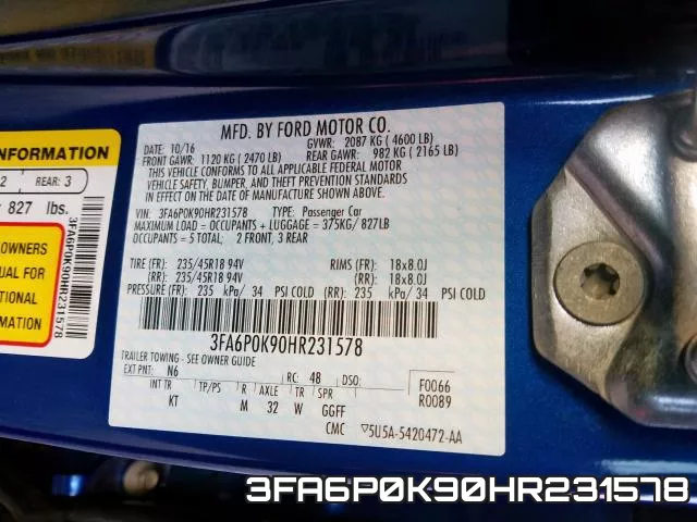 3FA6P0K90HR231578 фото 2