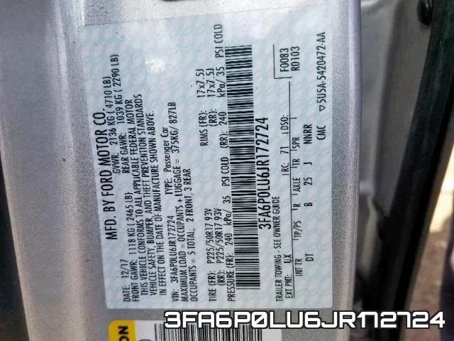 3FA6P0LU6JR172724 фото 2