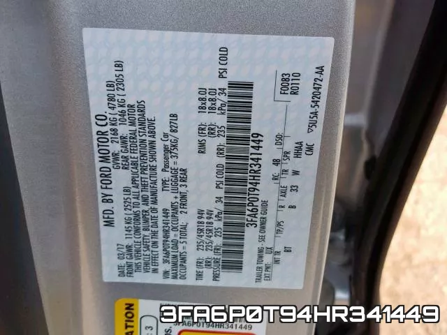 3FA6P0T94HR341449 фото 2
