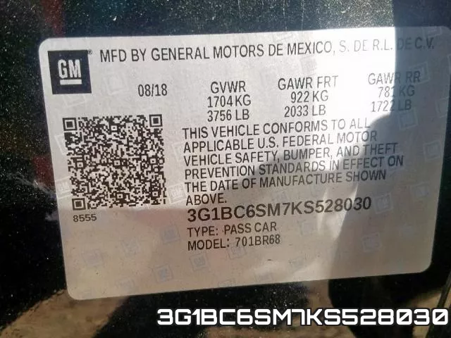 3G1BC6SM7KS528030 фото 2