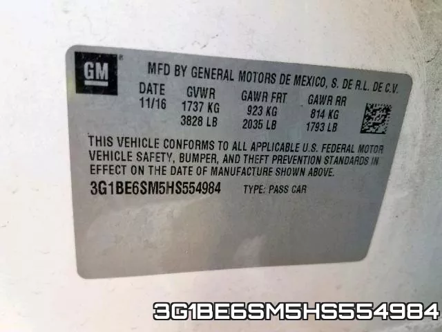 3G1BE6SM5HS554984 фото 2