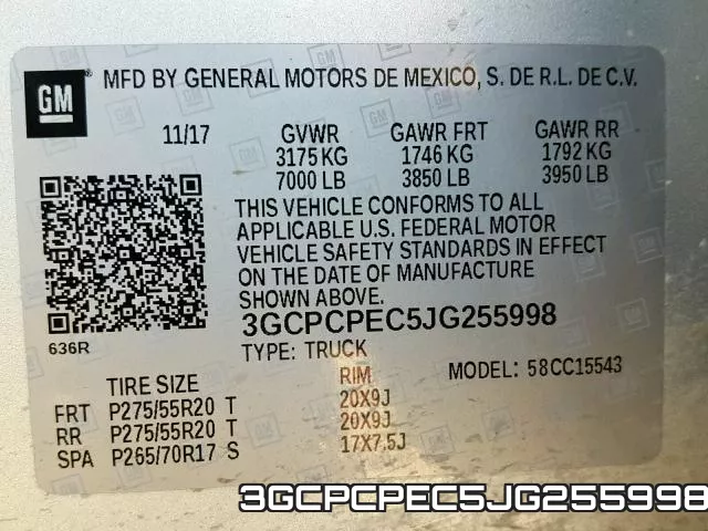 3GCPCPEC5JG255998 фото 2