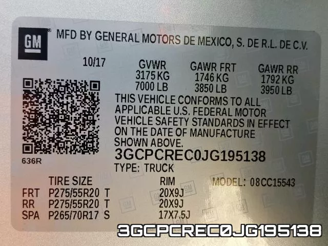 3GCPCREC0JG195138 фото 2