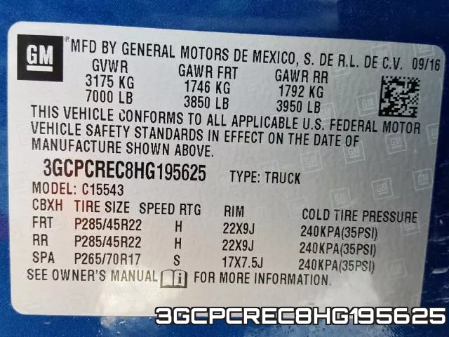 3GCPCREC8HG195625 фото 2