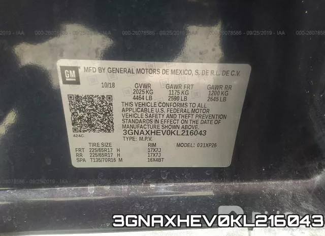 3GNAXHEV0KL216043 фото 10