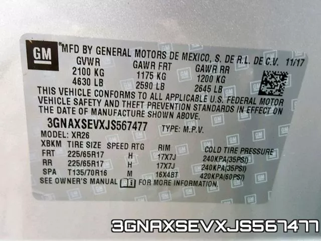 3GNAXSEVXJS567477 фото 2