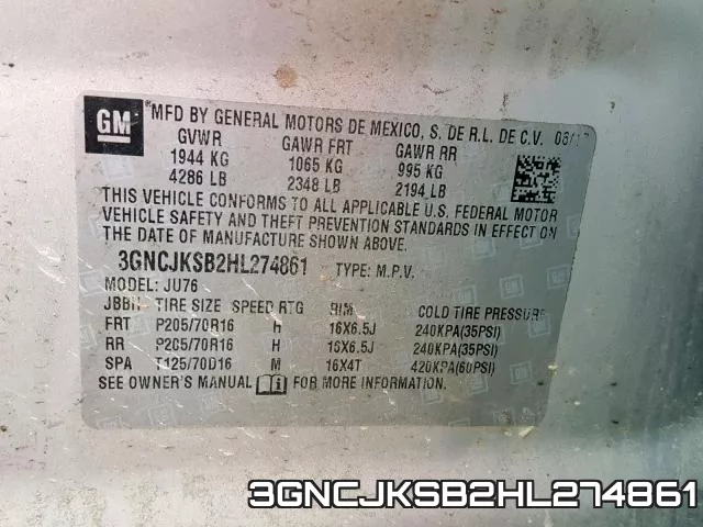 3GNCJKSB2HL274861 фото 2