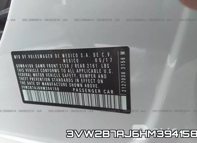 3VW2B7AJ6HM394158 фото 9