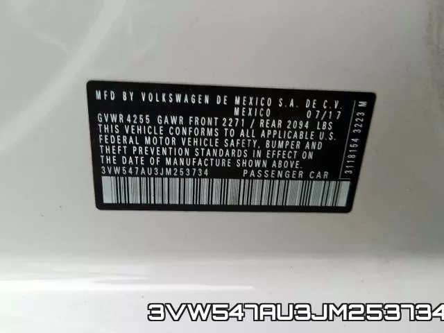 3VW547AU3JM253734 фото 2