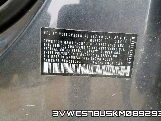 3VWC57BU5KM089293 фото 2