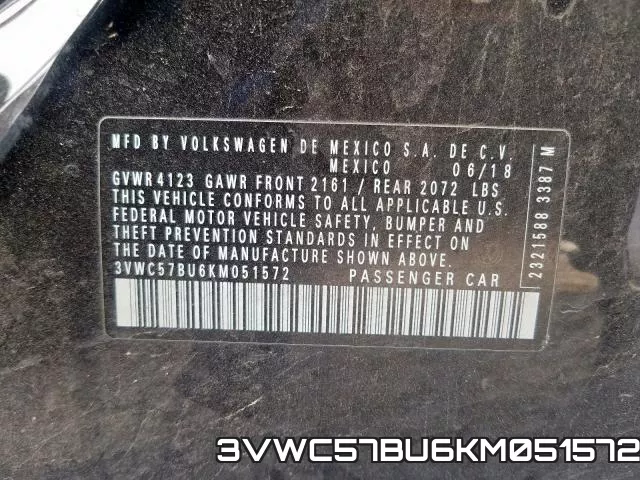 3VWC57BU6KM051572 фото 2