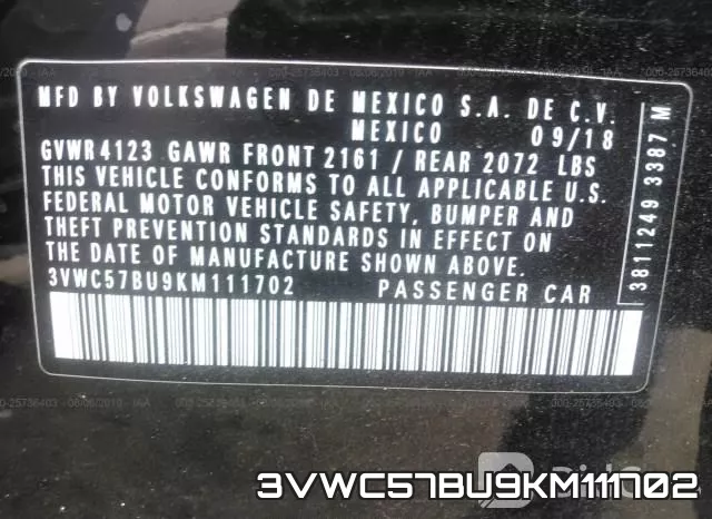 3VWC57BU9KM111702 фото 10
