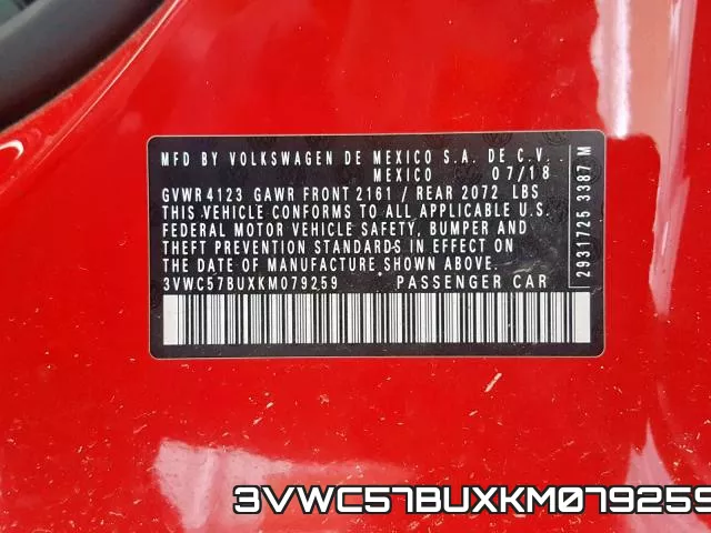 3VWC57BUXKM079259 фото 2