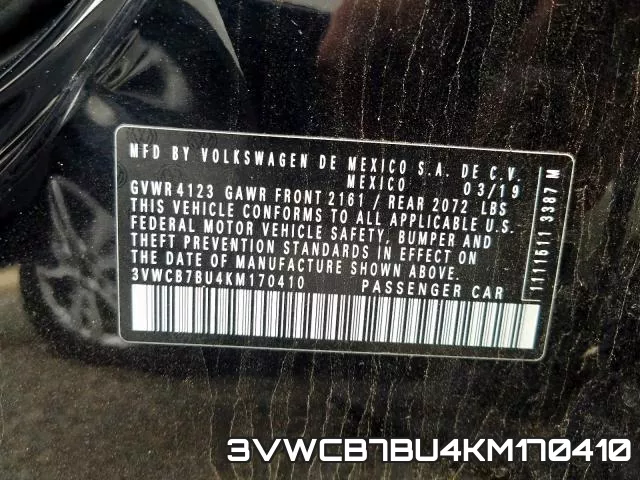 3VWCB7BU4KM170410 фото 2