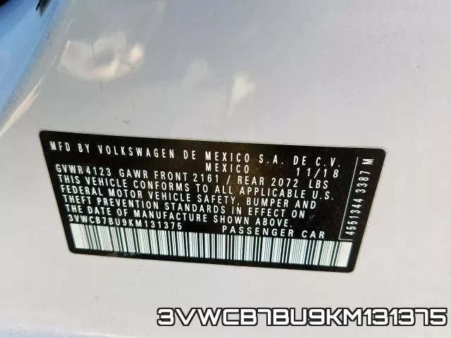 3VWCB7BU9KM131375 фото 2
