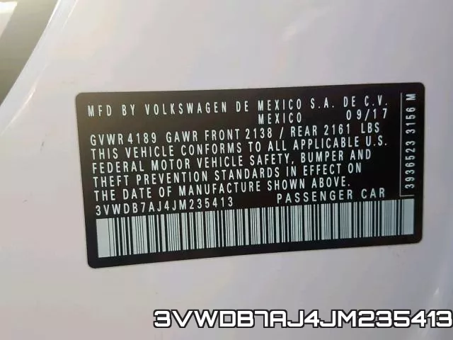 3VWDB7AJ4JM235413 фото 2