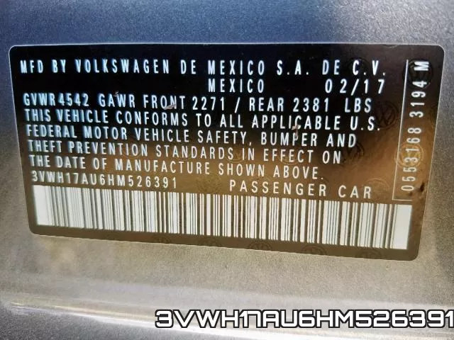 3VWH17AU6HM526391 фото 2