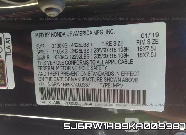 5J6RW1H89KA009387 фото 10