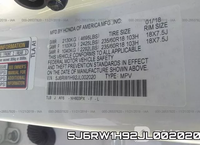 5J6RW1H92JL002020 фото 10