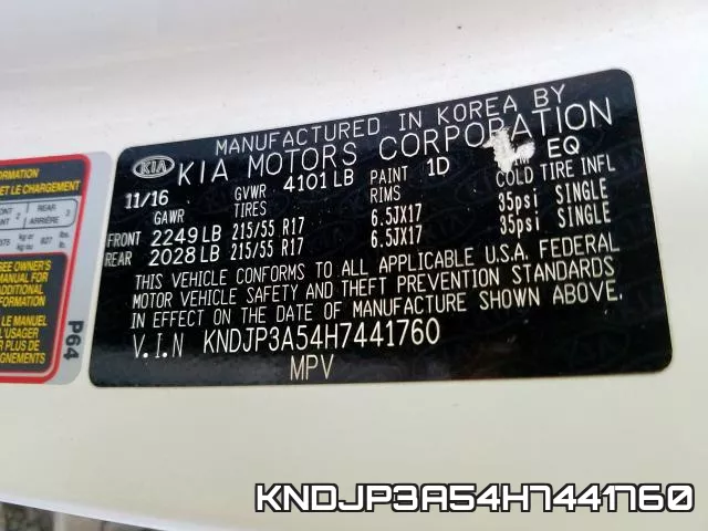 KNDJP3A54H7441760 фото 2