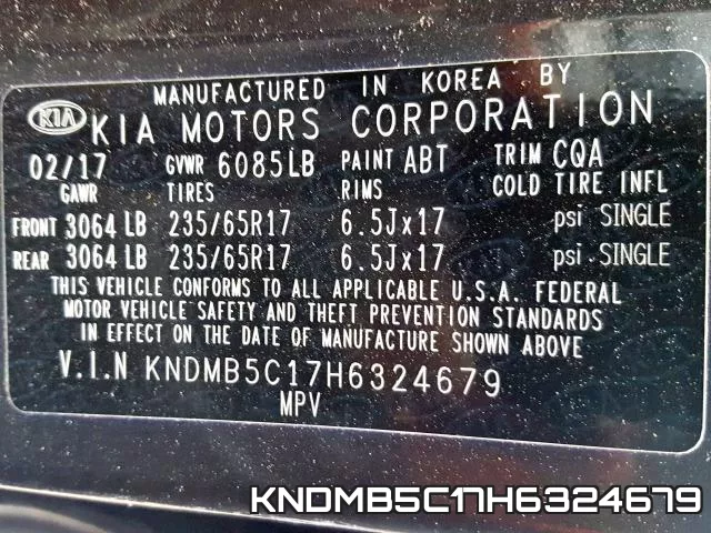 KNDMB5C17H6324679 фото 2