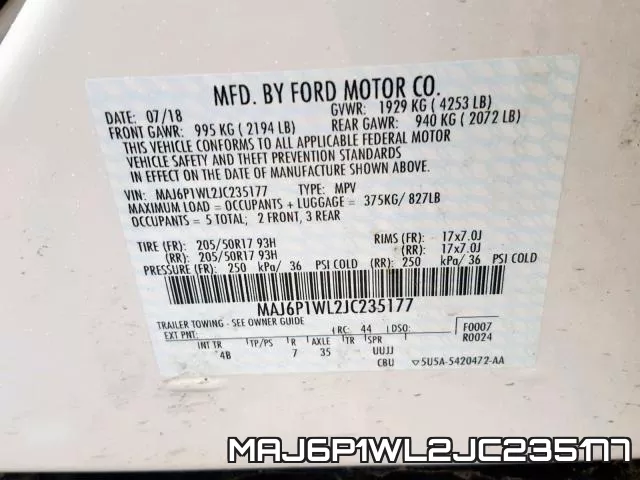 MAJ6P1WL2JC235177 фото 2